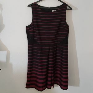 Ann Taylor Black and Red Striped Midi Dress
